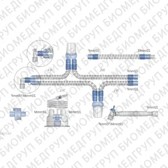 Контур дыхательный для ИВЛ гладкоствольный ?15 мм 150 см с влагосборником и увлажнителем  Mederen