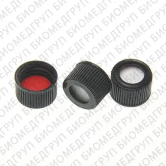 Крышка винтовая 8425, ПП, черная, с отверстием, с септой 8 мм Red PTFE/White Silicone, 1,5 мм, 100 шт./уп., Импорт, C0000133