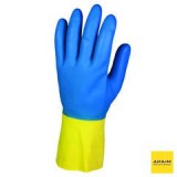 Перчатки латекс/неопрен, длина 30 см, рифленая поверхность пальцев и ладони, G80, желтый/голубой цвет, размер L, 12 пар, Kimberly-Clark, 38743уп