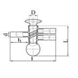 Кран вакуумный, двухходовой, линейный, с пробкой с двойным косым отверстием, диаметр 5,0 мм, стекло, Россия, 1166